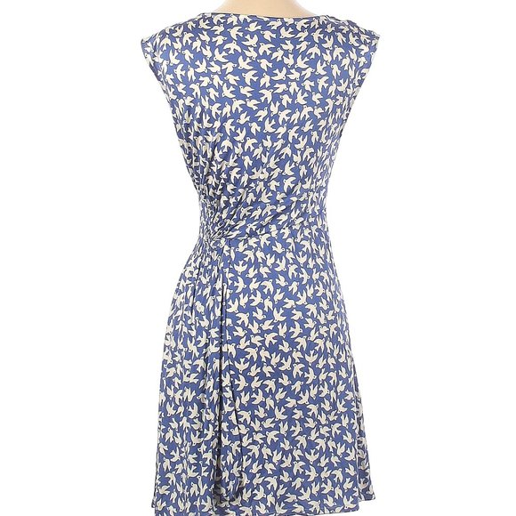 Anthropologie Leif Notes Blue Bird Gull Ruched Viscose Dress XS/S - Picture 3 of 3
